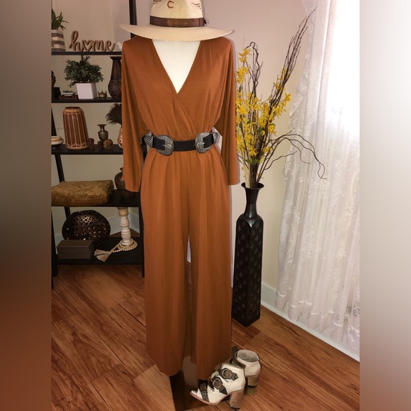 MTS rust brown wide leg jumpsuit NWOT - Picture 1 of 14